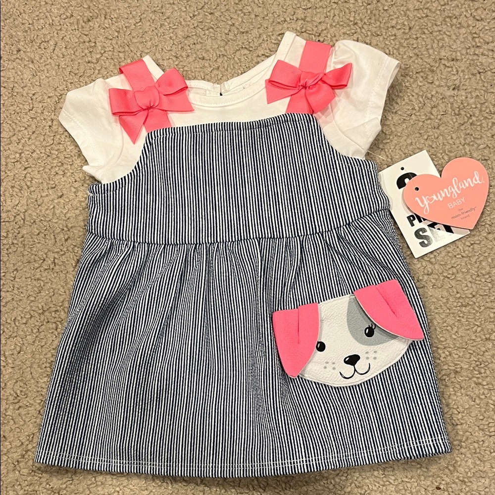 NWT Youngland Baby 2 piece dog dress set size 6/9mo